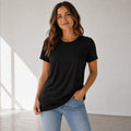 Soft Rayon Spandex Crewneck Tee: Comfortable Everyday Drape