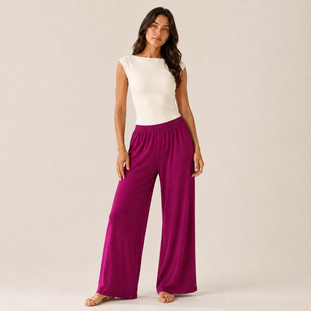 Women’s Wide Straight Leg Pants with Pockets, Soft Flowing pants