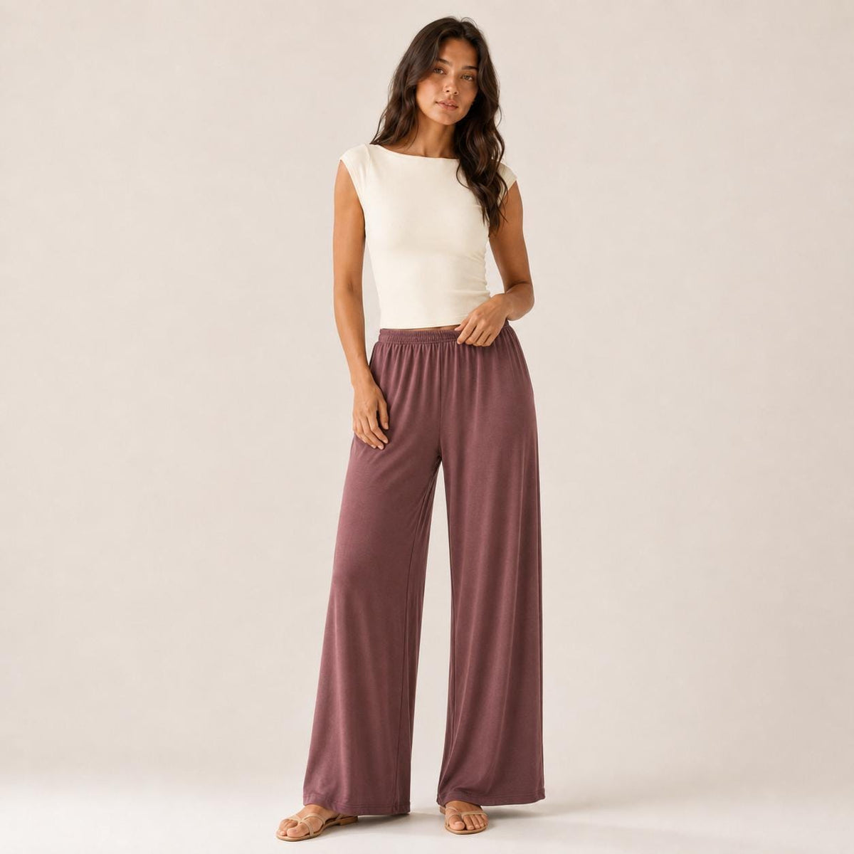 Women’s Wide Straight Leg Pants with Pockets, Soft Flowing pants