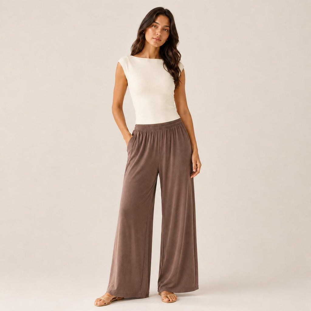 Women’s Wide Straight Leg Pants with Pockets, Soft Flowing pants