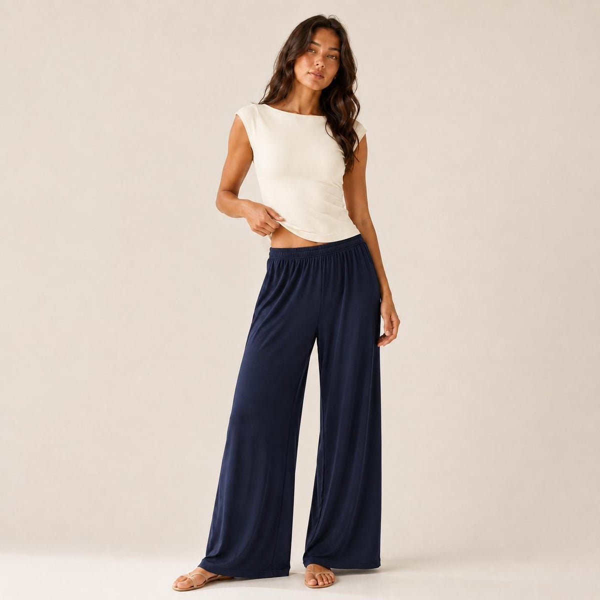 Women’s Wide Straight Leg Pants with Pockets, Soft Flowing pants