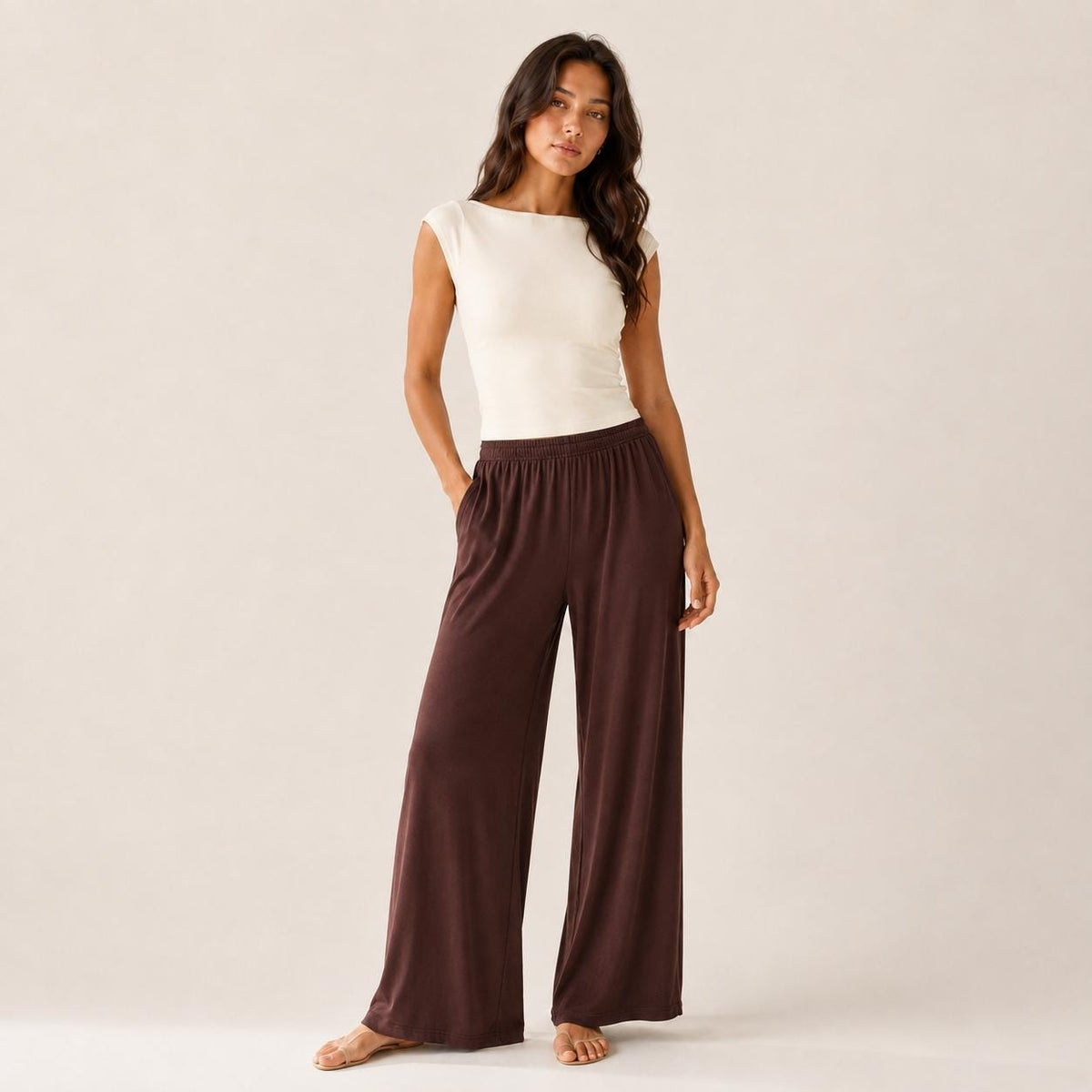 Women’s Wide Straight Leg Pants with Pockets, Soft Flowing pants