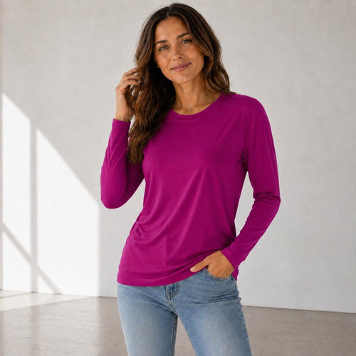 Long Sleeve Crewneck Tee Rayon Span